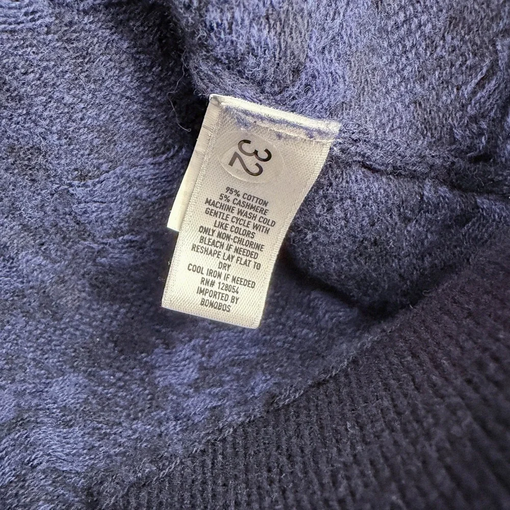 Bonobos Mens Blue Houndstooth Cotton Cashmere Quarter Zip Sweater Pullover M